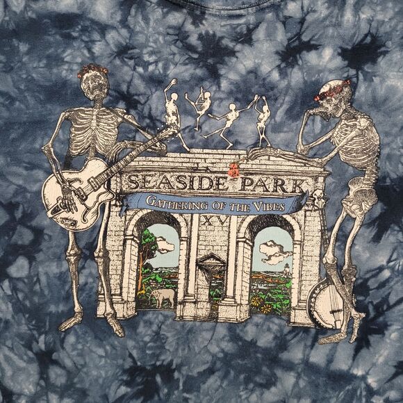 Skelton Skull Rocker Shirt Womens Large 21x26 Blue - Picture 8 of 13